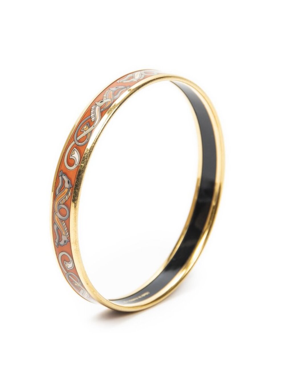 Hermes Enamel Bangle Orange Plating Bracelet
